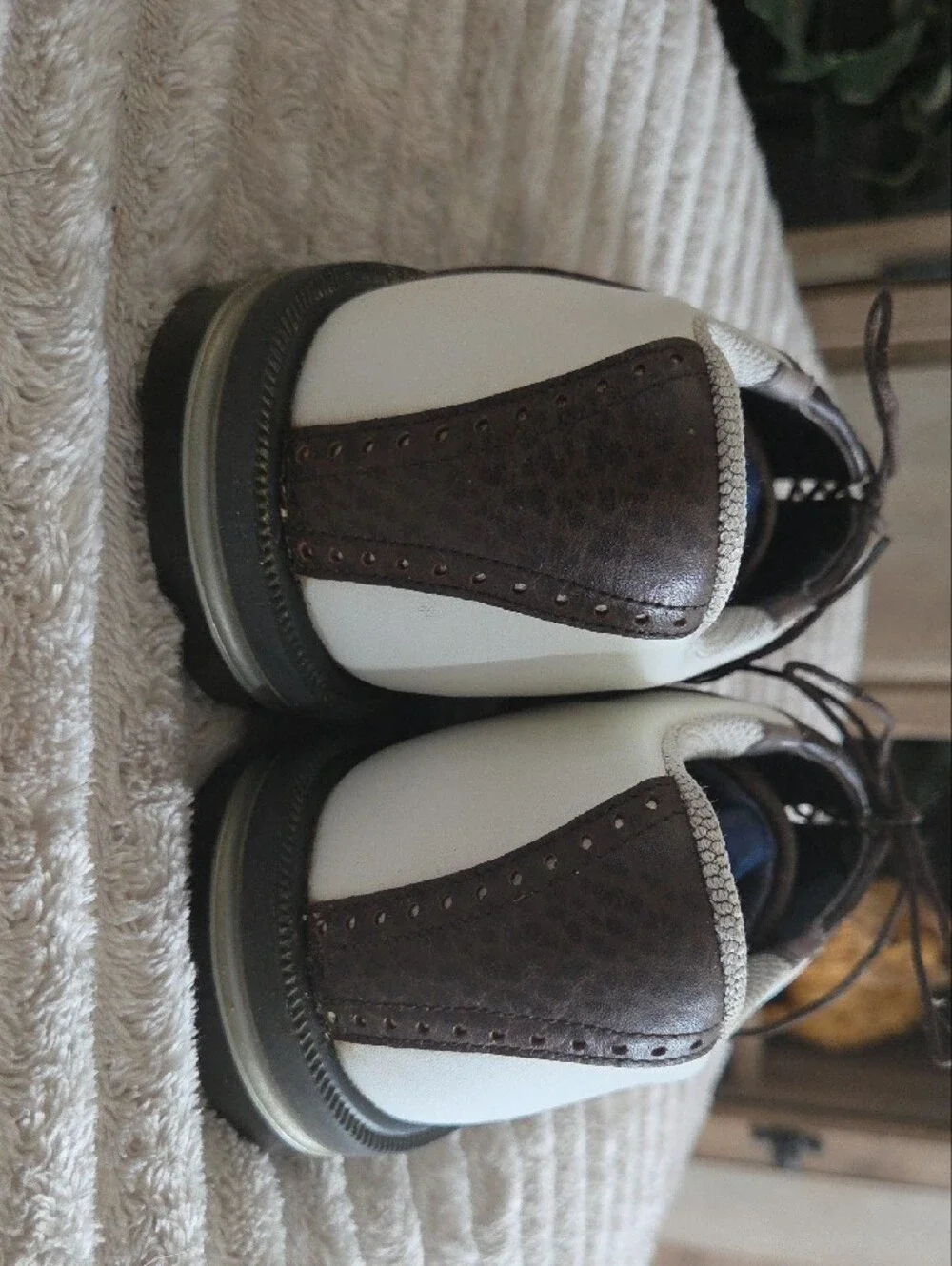Men's FootJoy Two-Tone Brown and White Leather Golf Shoes